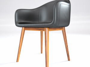 black leather loft chair 3D Model