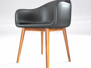 cadeira alta de couro preto Modelo 3D