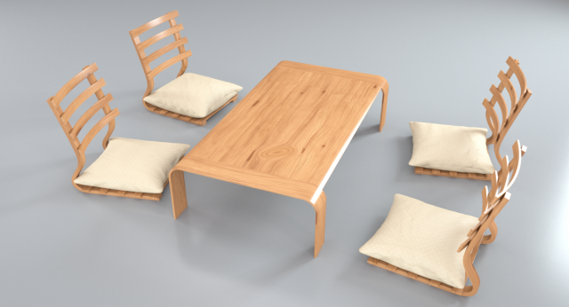 japanese minimalistic table set 3D Model .c4d .max .obj .3ds .fbx .stl .blend 