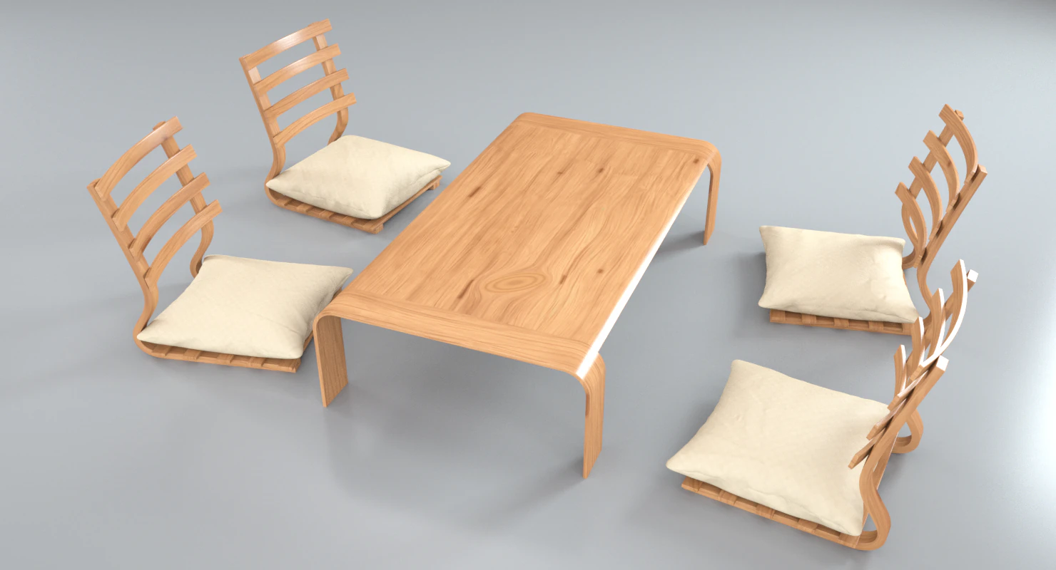 japanese minimalistic table set 3D Model .c4d .max .obj .3ds .fbx .stl .blend
