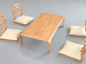 ensemble de table minimaliste japonais Modèle 3D