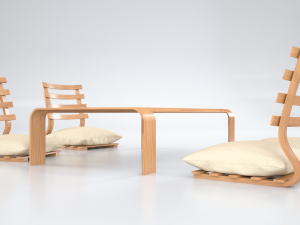 japanese minimalistic table set 3D Model
