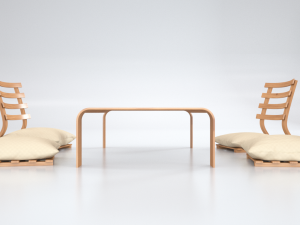 japanese minimalistic table set 3D Model