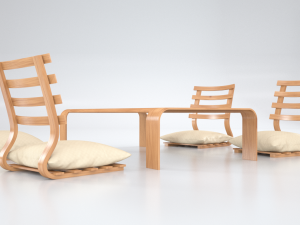 japanese minimalistic table set 3D Model
