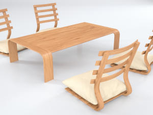 japanese minimalistic table set 3D Model