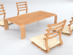 japanese minimalistic table set 3D Model