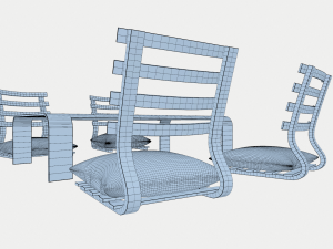 japanese minimalistic table set 3D Model