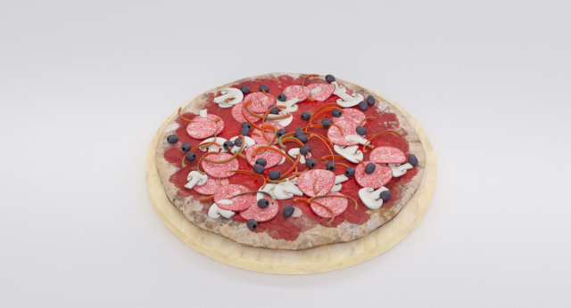 mushroom pizza on plate 3D 모델 .c4d .max .obj .3ds .fbx .stl .blend 