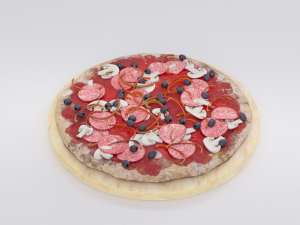 mushroom pizza on plate Model 3D