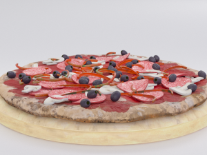 mushroom pizza on plate 3D 모델