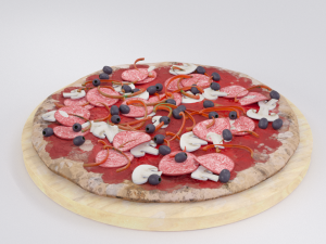 mushroom pizza on plate 3D 모델