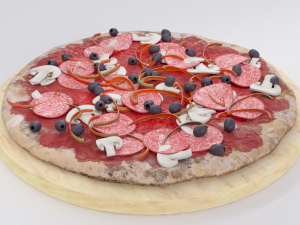 mushroom pizza on plate 3D 모델