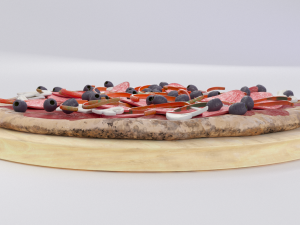 mushroom pizza on plate 3D 모델