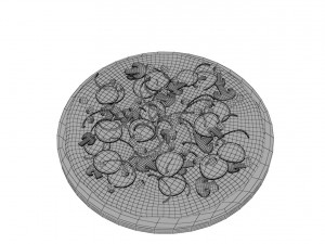 mushroom pizza on plate 3D 모델