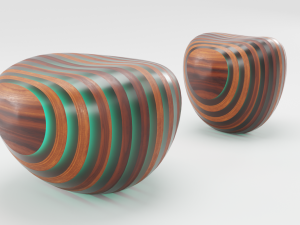 modern wooden chair-ottoman 3D Model