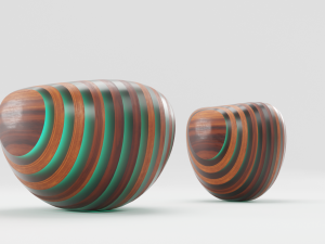 modern wooden chair-ottoman 3D 모델