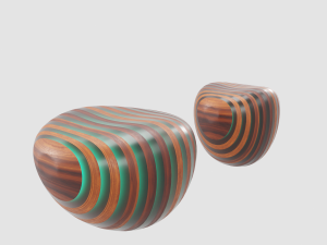 modern wooden chair-ottoman 3D 모델