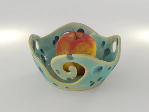 vase &agrave; vagues en c&eacute;ramique de poterie de fruits Modèle 3D