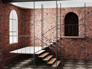 wnętrze lokalu z cegły Model 3D