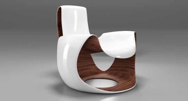 white wooden curved chair Modello 3D .c4d .max .obj .3ds .fbx .stl .blend 