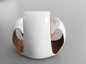 white wooden curved chair Modello 3D