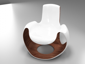 white wooden curved chair Modello 3D