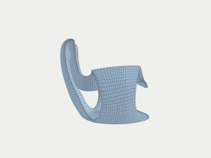 white wooden curved chair Modello 3D
