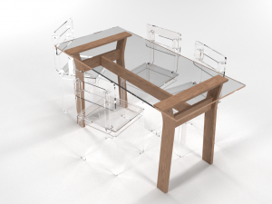 transparent dining table set 3D 모델