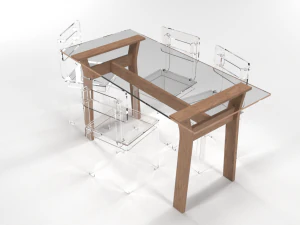 transparent dining table set 3D Model