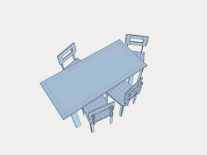 transparent dining table set 3D 모델