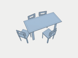 transparent dining table set 3D 모델