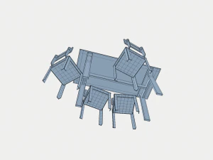 transparent dining table set 3D Model