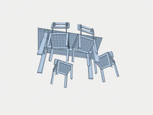 transparent dining table set 3D Model