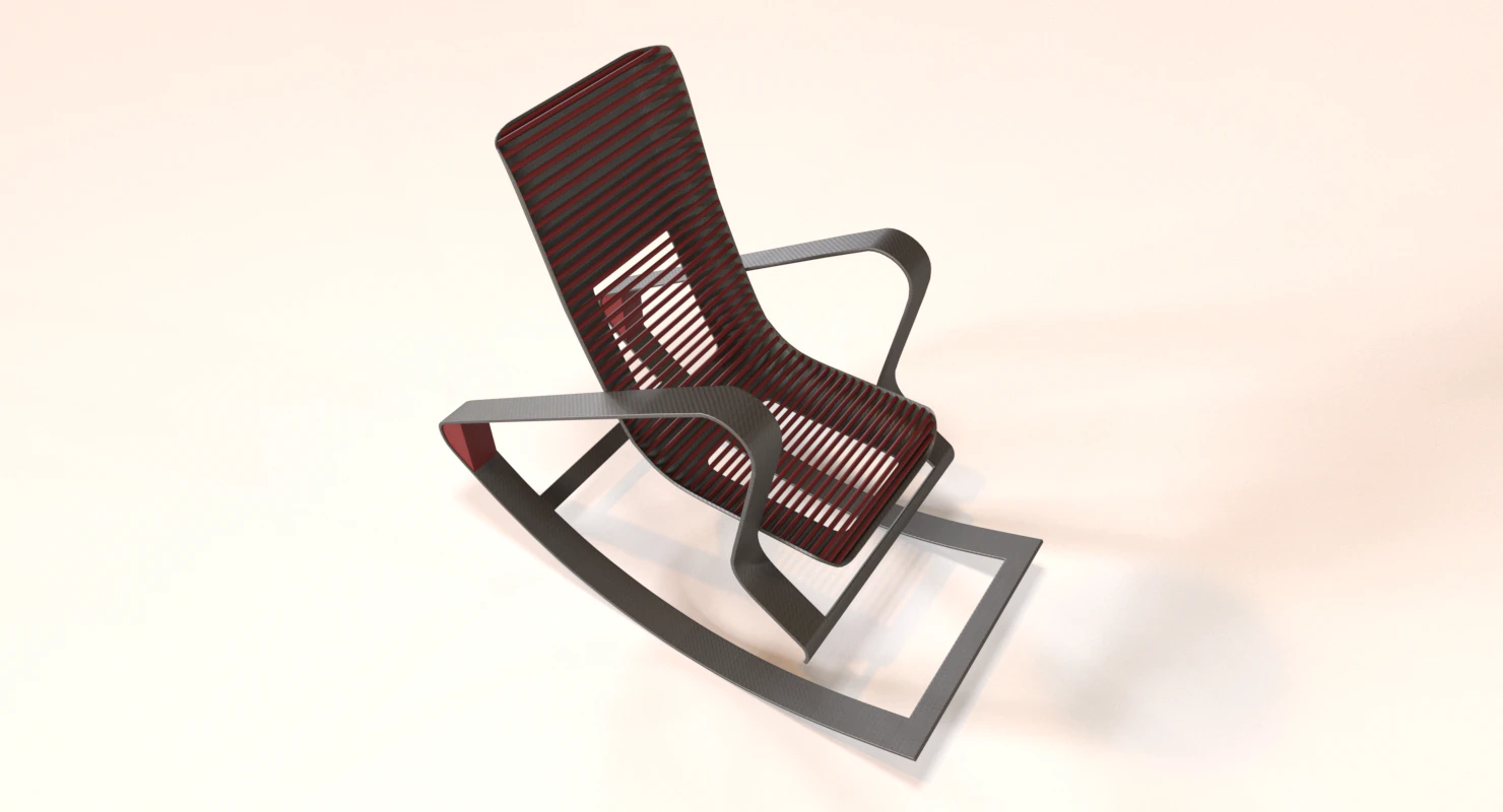 designer red rocking chair 3D Model .c4d .max .obj .3ds .fbx .stl .blend