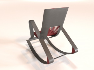 designer red rocking chair 3D-Modell