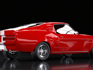 mustang red car Modello 3D