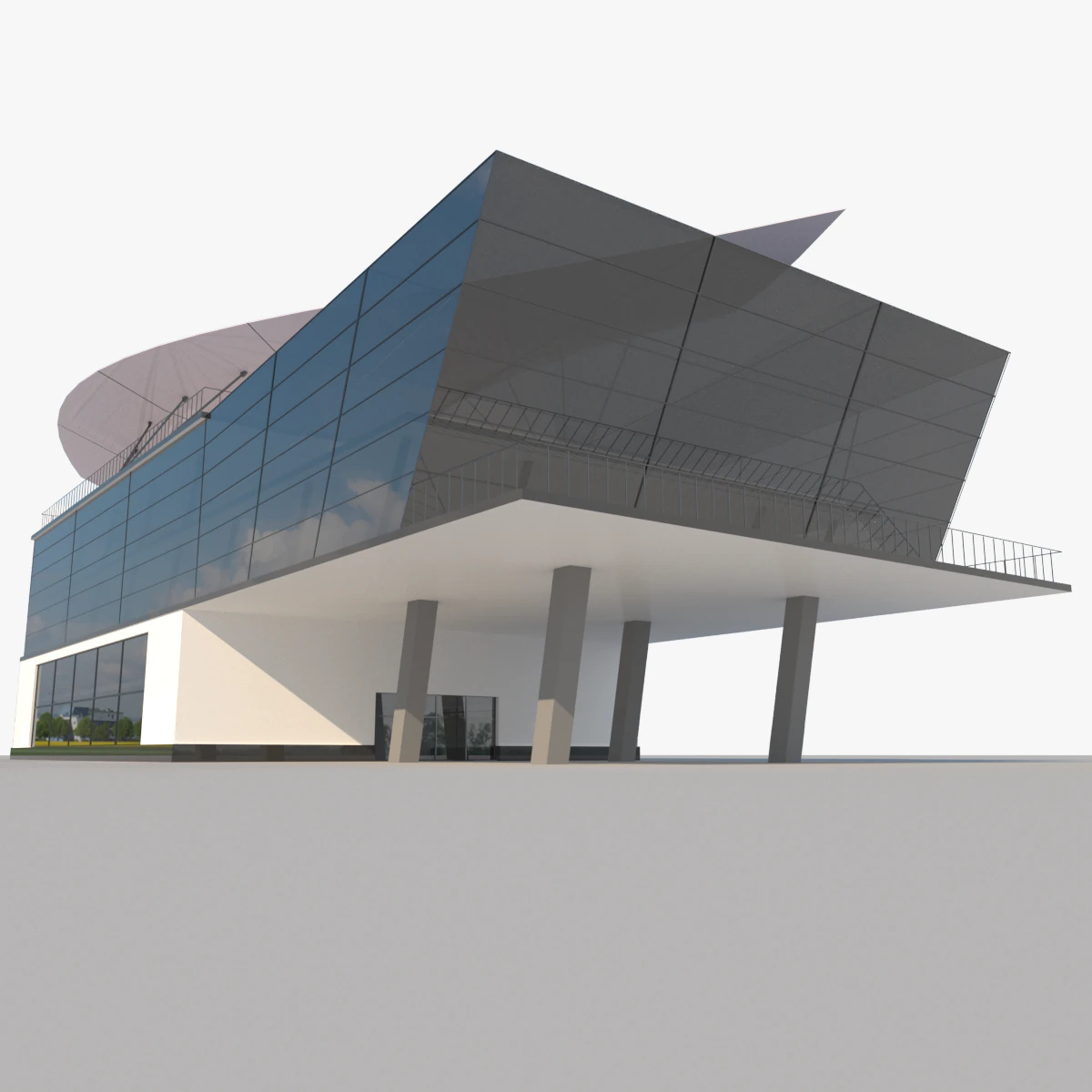 modern glass shoping mall 3D Model .c4d .max .obj .3ds .fbx .stl .blend