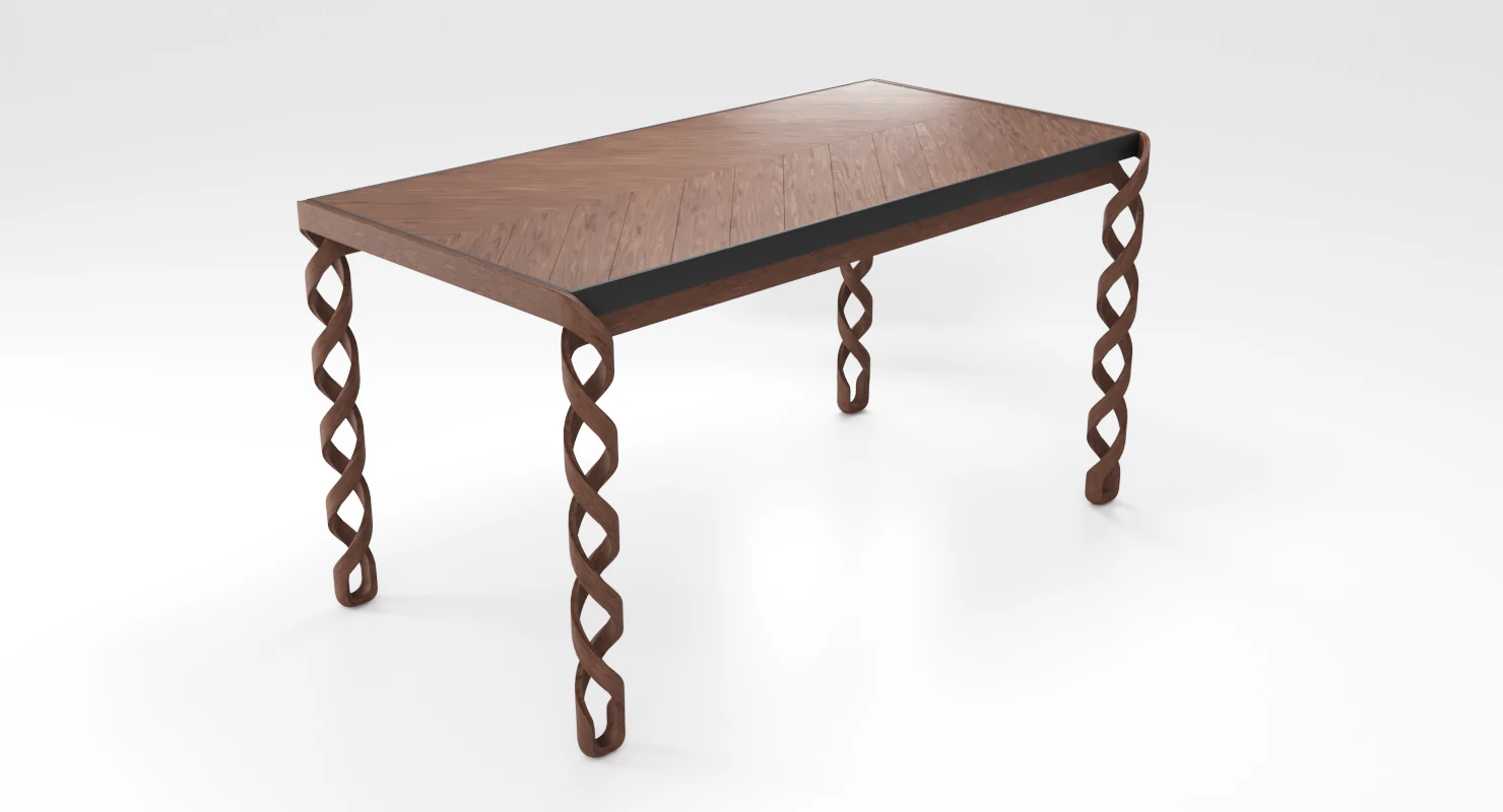 wooden dinner table 3D Model .c4d .max .obj .3ds .fbx .stl .blend 