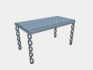 wooden dinner table Model 3D