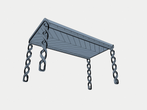 wooden dinner table Model 3D