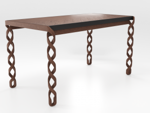 wooden dinner table Model 3D