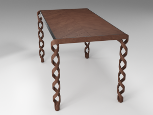 wooden dinner table Model 3D