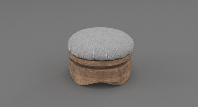 old wooden chair-ottoman 3D Model .c4d .max .obj .3ds .fbx .stl .blend 
