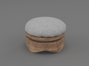 old wooden chair-ottoman 3D Model