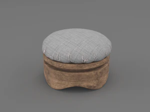 chaise-pouf ancienne en bois Modèle 3D