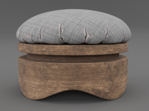 old wooden chair-ottoman 3D Model
