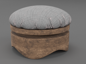old wooden chair-ottoman 3D Model