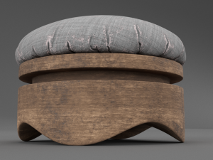 old wooden chair-ottoman 3D Model
