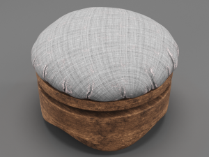 old wooden chair-ottoman 3D Model