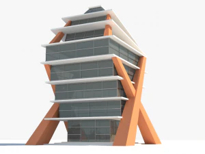 edif&iacute;cio de vidro de arte a&eacute;rea Modelo 3D